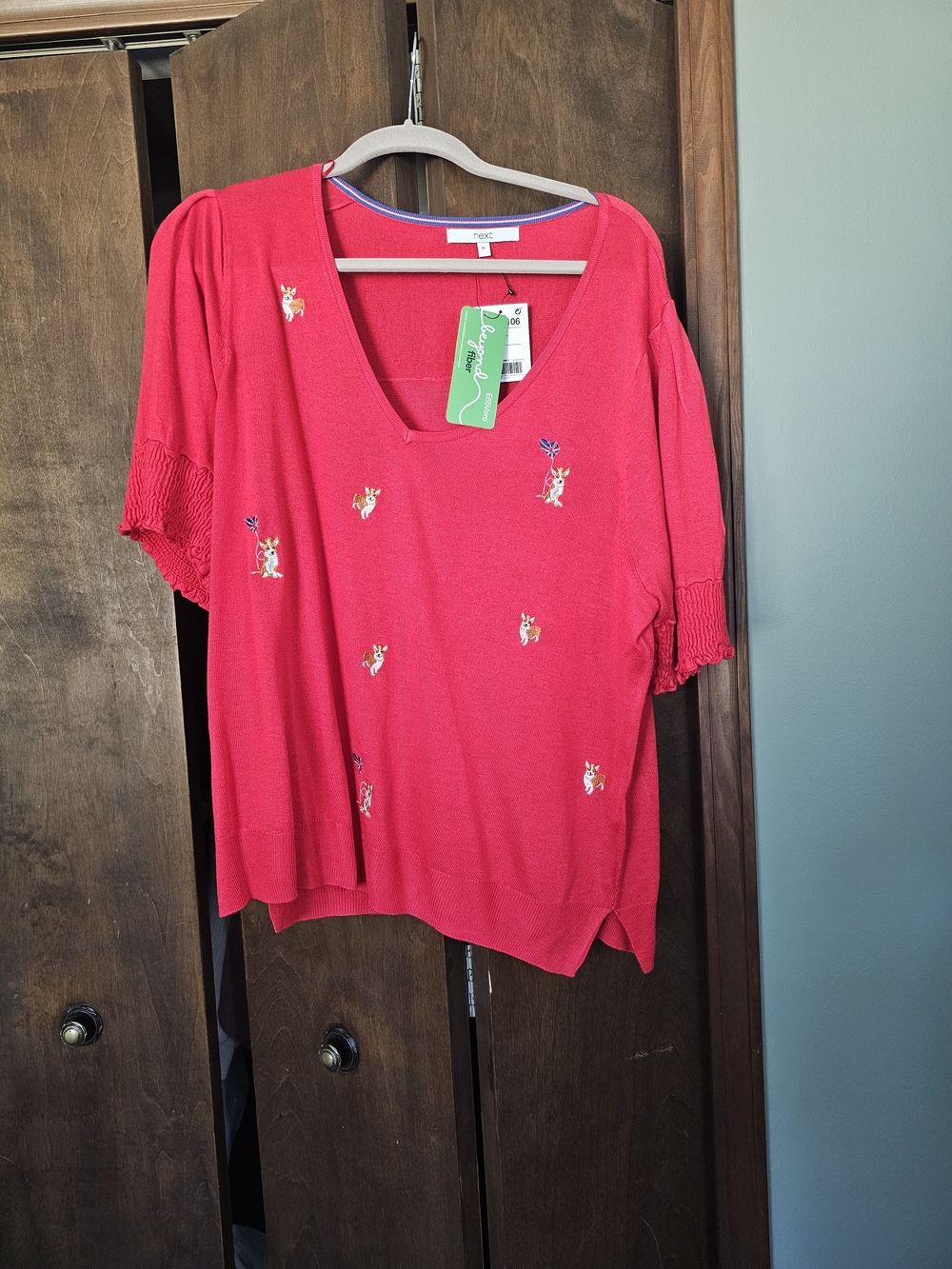 Next British Union Jack Corgi V-Neck Embroidered Women's Top